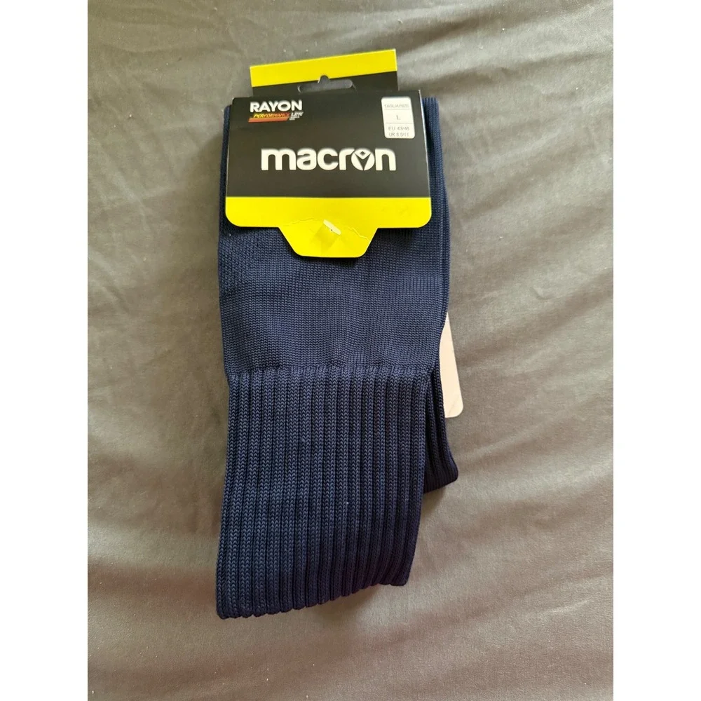 Macron Rayon Performance Line Technical Soccer Socks Navy Blue Mens Size Large